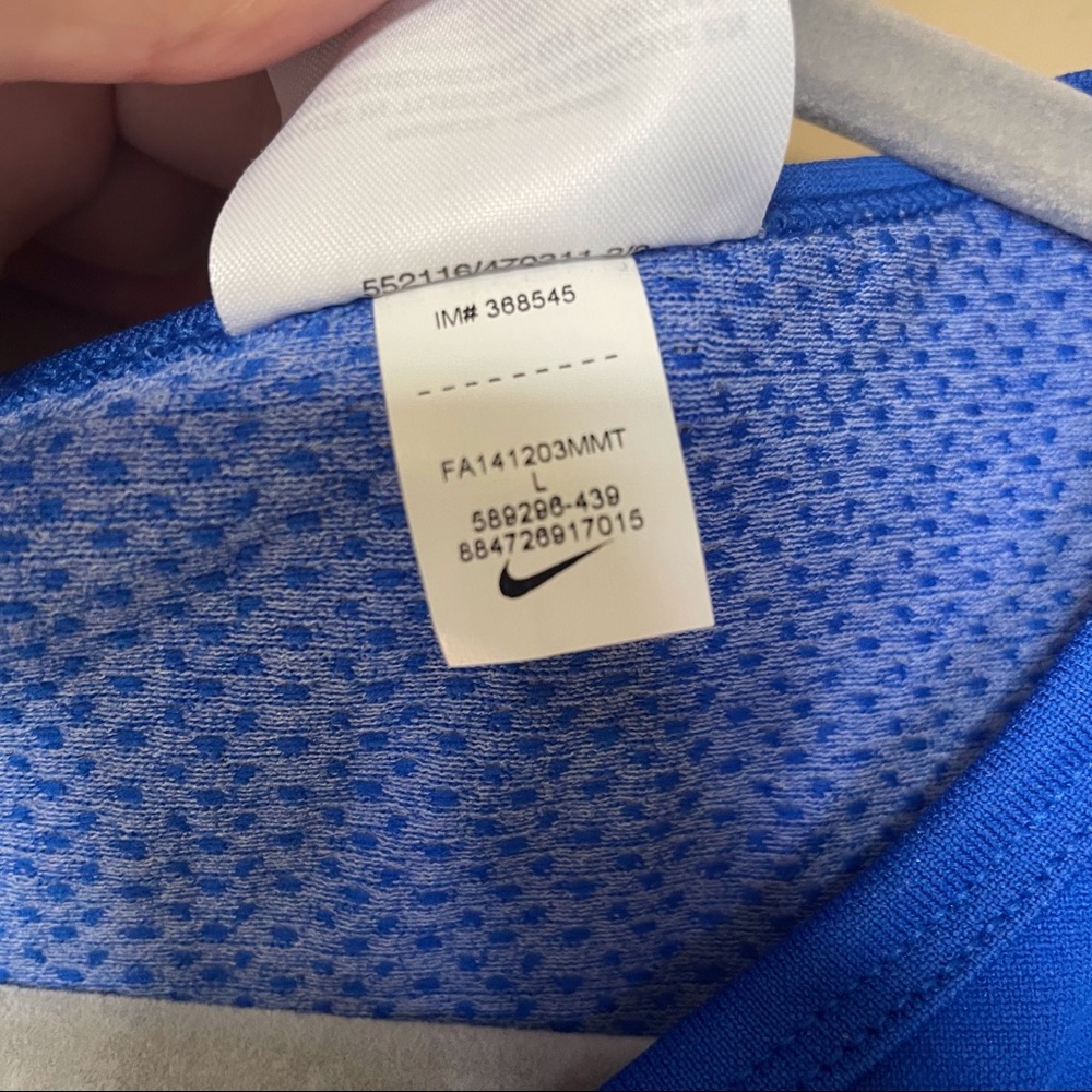 Blue Nike Dri Fit Stay Cool Long Sleeve Blue and white Large - Picture 3 of 5